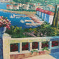 Italian Artist Burett Mediterranean Coastal Landscape painting, Gold Frame