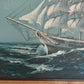 K.Maskell painting on canvas, seascape, Sailing Ship in the Ocean, Framed