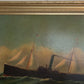 Antique Maritime Oil Painting Ship, Signed Sanders Large Framed Nautical Art