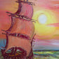 Original Oil Painting on Canvas by Serg Graff, "Ship" Sunset Sea Ocean, COA