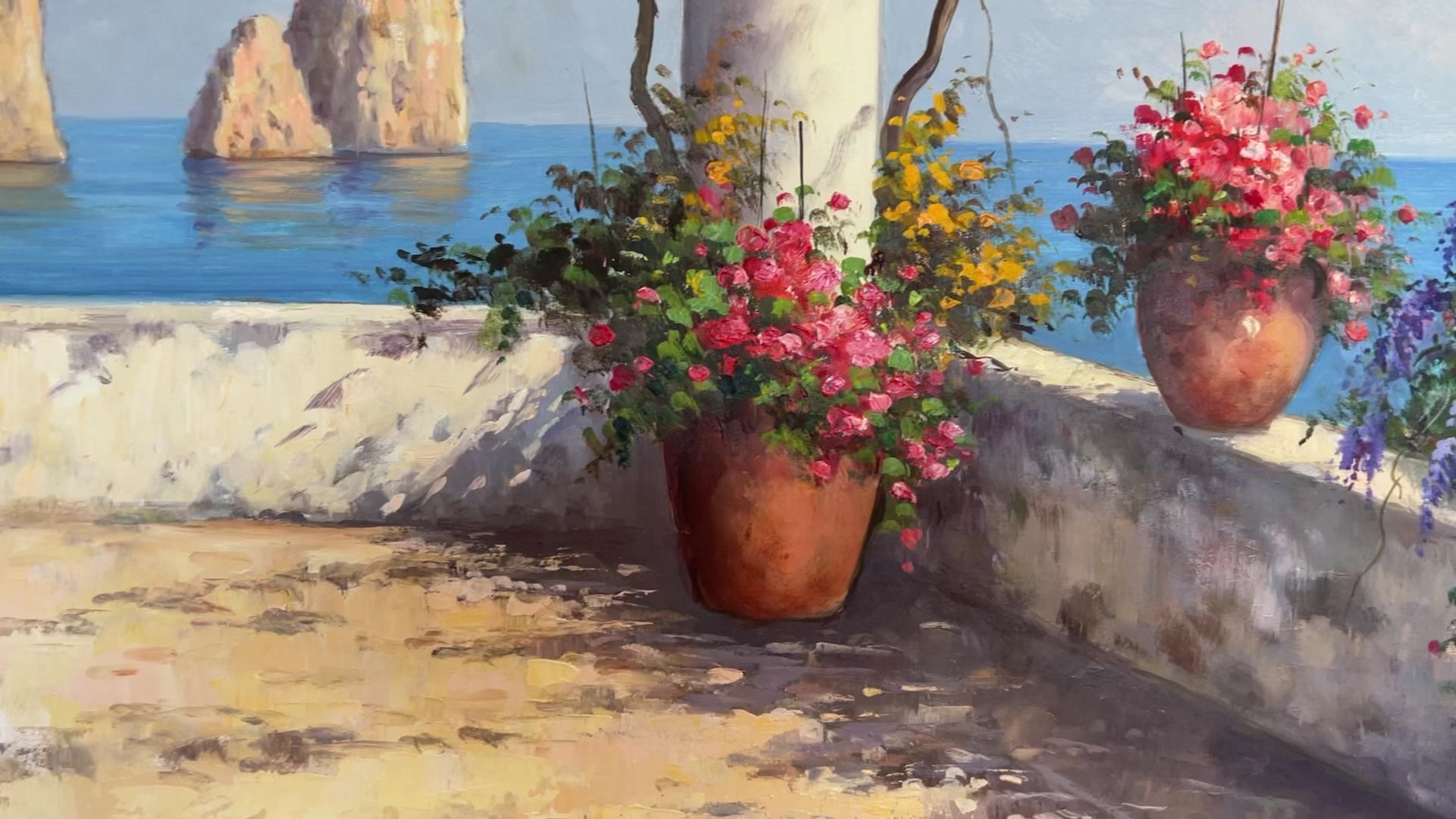 Italian Artist Moriani Coastal Landscape Oil on canvas painting