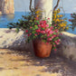 Italian Artist Moriani (20C) Coastal Landscape Oil on canvas painting, Framed