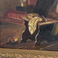 Antique Oil Painting Signed Holly European Tavern Interior Genre Scene, Framed