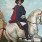 Large Antique Signed European Equestrian Portrait Oil Painting Late 19th Century
