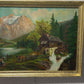 Vintage oil painting on canvas by Anna, Farm Landscape, Framed