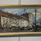 Original oil painting on board, European Cityscape, Unsigned, Framed