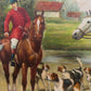 English Fox Hunting Scene Horse Hounds Large VTG Oil Painting Signed, Framed