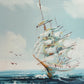 Listed Artist Hewett Jackson Original Oil Painting | Tall Ship Seascape | Framed