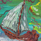 Serg Graff Medusa Schooner Original Art, Fantasy Ship Seascape Nautical Art COA