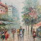 Original painting on canvas cityscape, Paris street view, Signed, framed