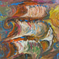 Serg Graff “Golden Voyage” Original Oil Painting Ship at Sea Round Wood Frame