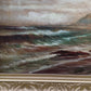 Original 19th century Antique Oil painting on canvas, seascape, Signed, Framed