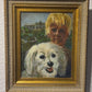 Original Oil Painting on Canvas, Portrait of a Boy with a Dog Signed Dated