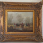 Vintage Fox Hunt Oil Painting M Colomanus Horses Hounds Framed Hungarian Artist