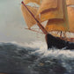 Surreal Maritime Oil Painting Tall Ship & Sea Captain Portrait Signed B. Wilder