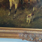 Large Vintage Oil Painting English Fox Hunt Horses Hounds Hunting Scene Signed