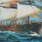 K. Dossi Original Sailing Ship Oil Painting, Nautical Seascape, Maritime Art