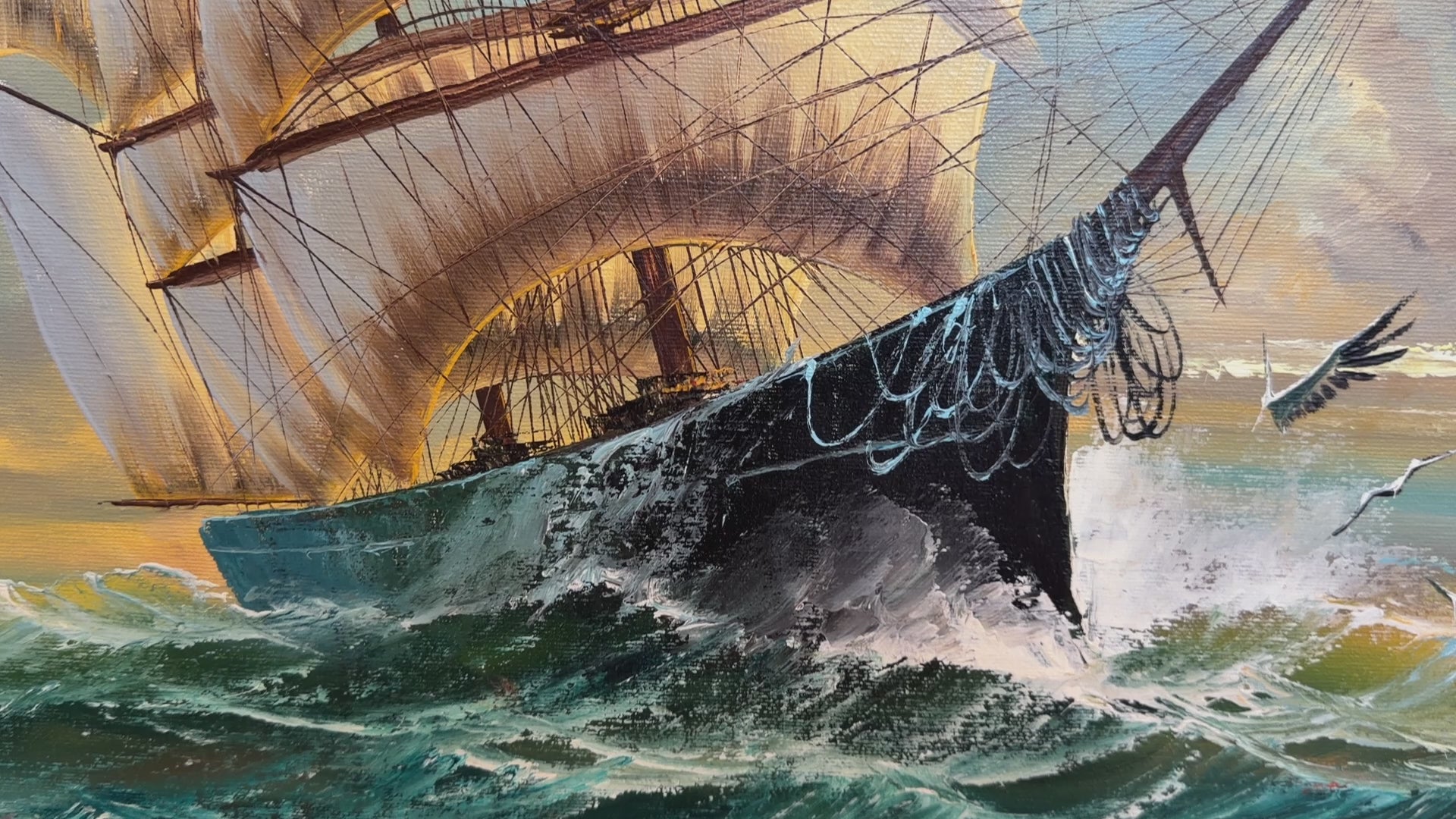 Preston Willis - Marine Oil Painting Tall Ship Nautical Seascape