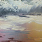 Seascape Oil Painting Signed Jian Ocean Waves Sunset, Impressionist Coastal Art