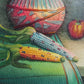 Textured Signed Oil Painting Still Life, Folk Art Pottery Corn Adobe Scene Art