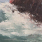 Framed Vtg Oil Painting Seascape Signed Theddy Peterson Coastal Waves Rocks Art