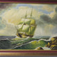 Large oil painting on canvas, seascape, Sailing Ship in the Stormy Ocean, Signed