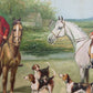 English Fox Hunting Scene Horse Hounds Oil Painting Signed William Framed