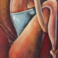 Original Abstract Figure Oil Painting Alena Kalen "Warm Solitude" Framed, COA