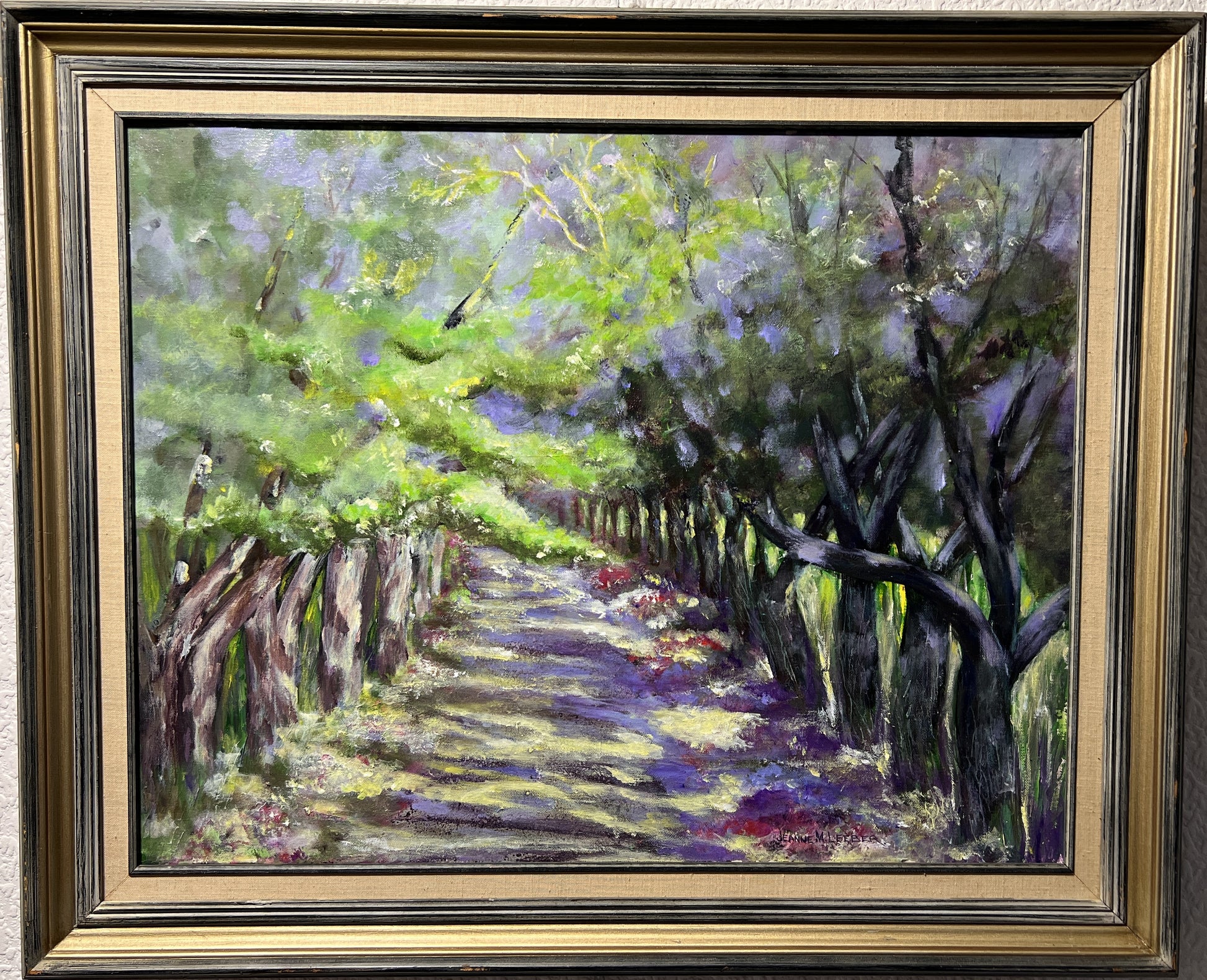 Jeanne M.Leeber Original oil painting on canvas, Landscape "A Shady Path"