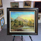 Antique oil painting on canvas, Landscape, Cows, Unsigned, Framed