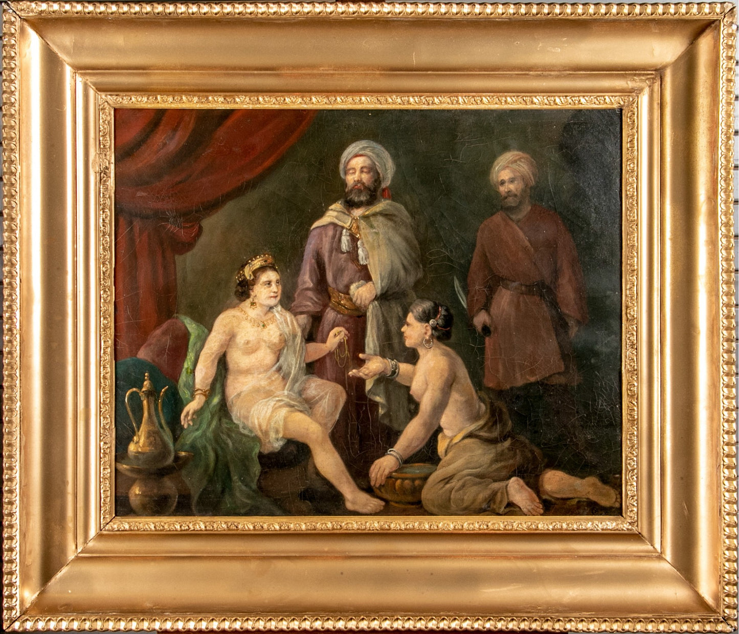 19 cent or earlier Signed Antique Original Oil Painting on canvas, Genre Scene