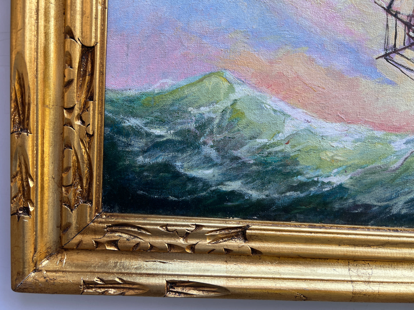 Artist Dobritsin Oil painting on canvas, seascape, "Through the Storm" Framed