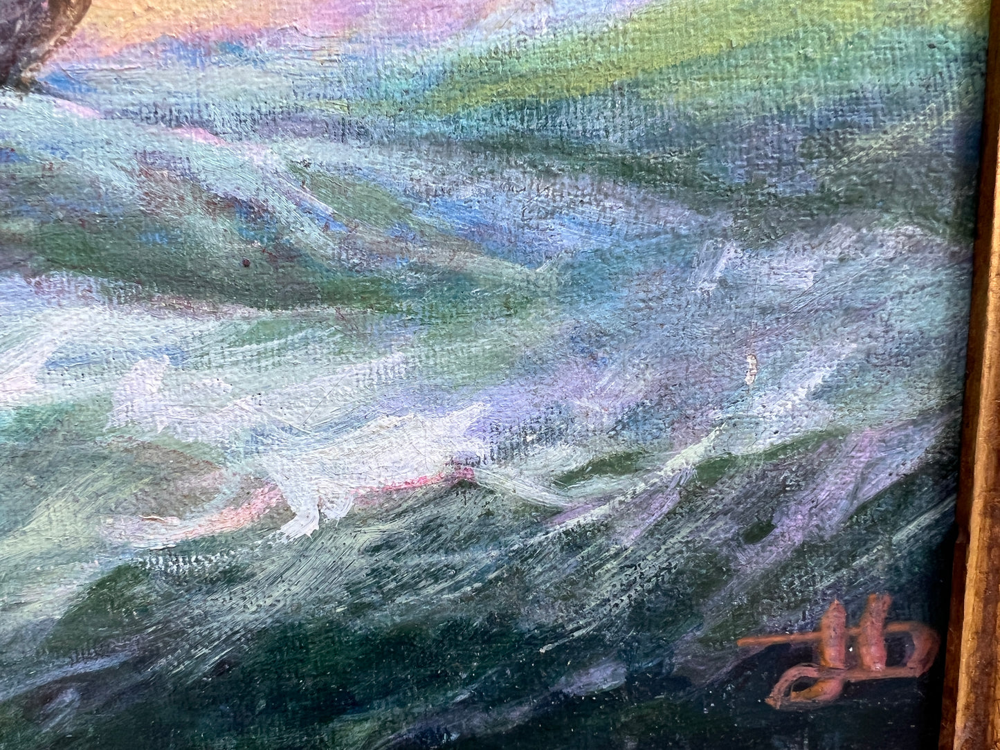 Artist Dobritsin Oil painting on canvas, seascape, "Through the Storm" Framed