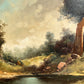 Italian School, large vintage oil painting on canvas, Landscape, Signed, Framed