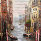 Original Oil painting on canvas, Italy, Venice, Canal view, Framed