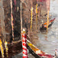 Original Oil painting on canvas, Italy, Venice, Canal view, Framed