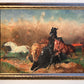 J.FAY 1943 Vintage Original Oil Painting on canvas, Herd of Wild Horses, framed