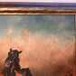 J.FAY 1943 Vintage Original Oil Painting on canvas, Herd of Wild Horses, framed