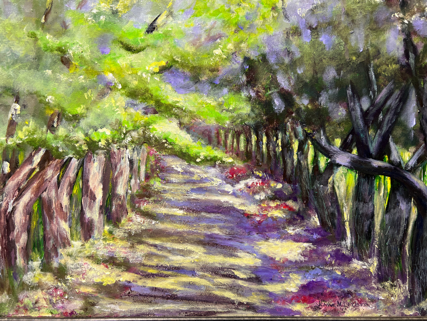 Jeanne M.Leeber Original oil painting on canvas, Landscape "A Shady Path"