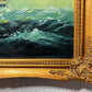 Stunning Signed Oil painting on Canvas, Seascape, Sailing Ships at Sunset