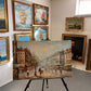 Vintage oil painting on canvas Paris street view, Unframed, Unsigned