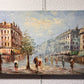 Vintage oil painting on canvas Paris street view, Unframed, Unsigned