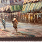 Vintage oil painting on canvas Paris street view, Unframed, Unsigned