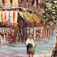 Vintage oil painting on canvas Paris street view, Unframed, Unsigned