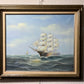 Original Oil painting on canvas, seascape, Sailing Ship in the Ocean, Framed