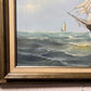 Original Oil painting on canvas, seascape, Sailing Ship in the Ocean, Framed