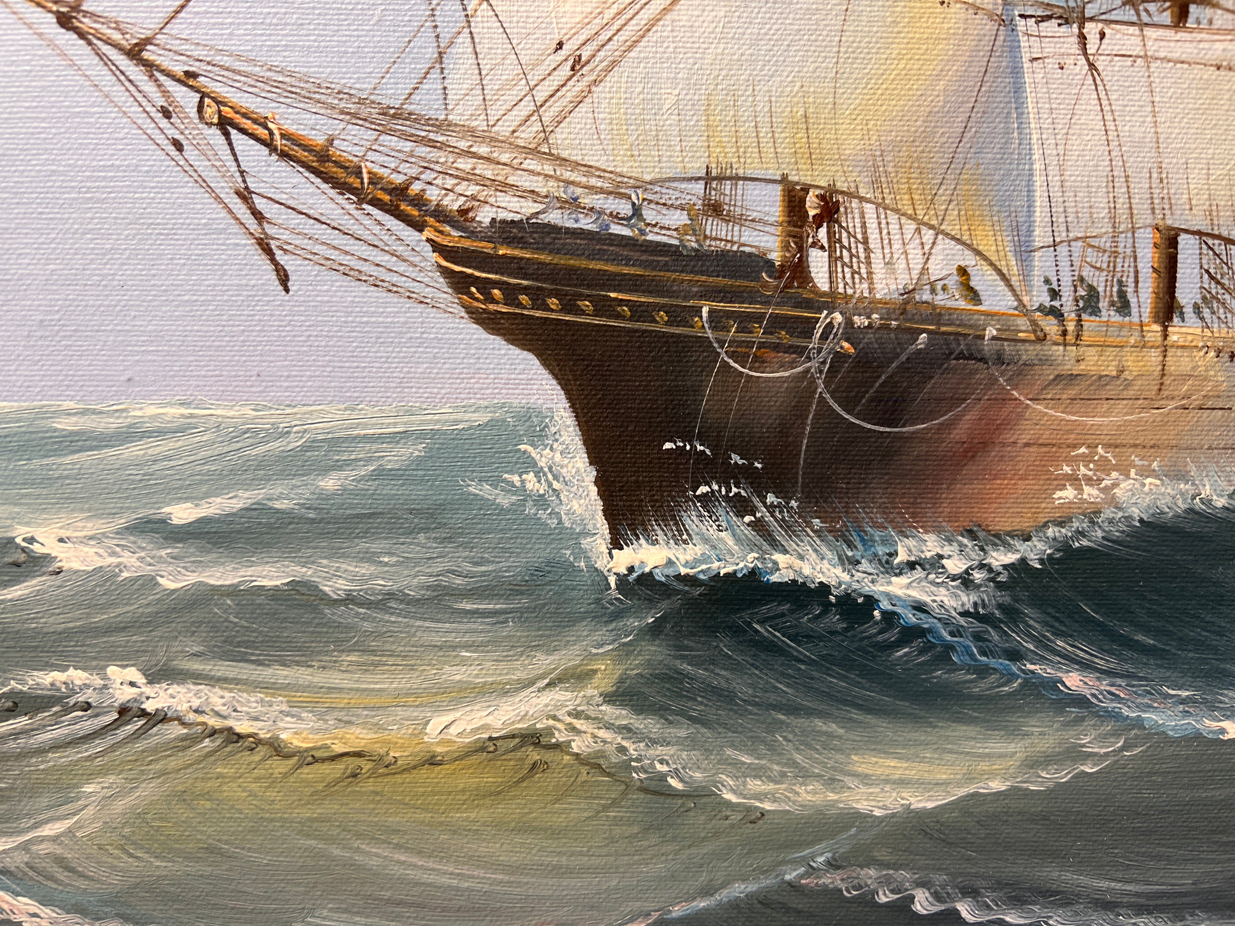 Baill Original Oil painting on canvas, seascape, outlets Sailing Ship in the open ocean