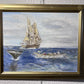 Artist E.F. Fuller Original Painting on canvas, Seascape, Sailboat. Dated