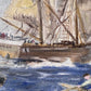 Artist E.F. Fuller Original Painting on canvas, Seascape, Sailboat. Dated