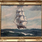 Large Antique T. BAILEY Original Oil Painting on canvas Ship on the Ocean